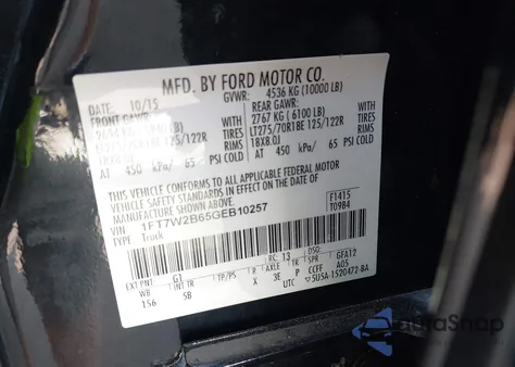 2016 Ford F-250 Lariat from USA, damaged, VIN 1FT7W2B65GEB10257